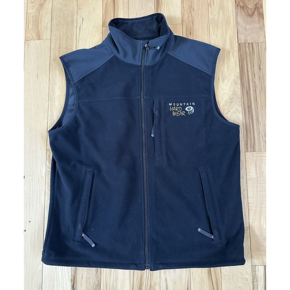 Mountain Hardwear Vest Mens Large Black Fleece Full Zip GORE Windstopper Logo